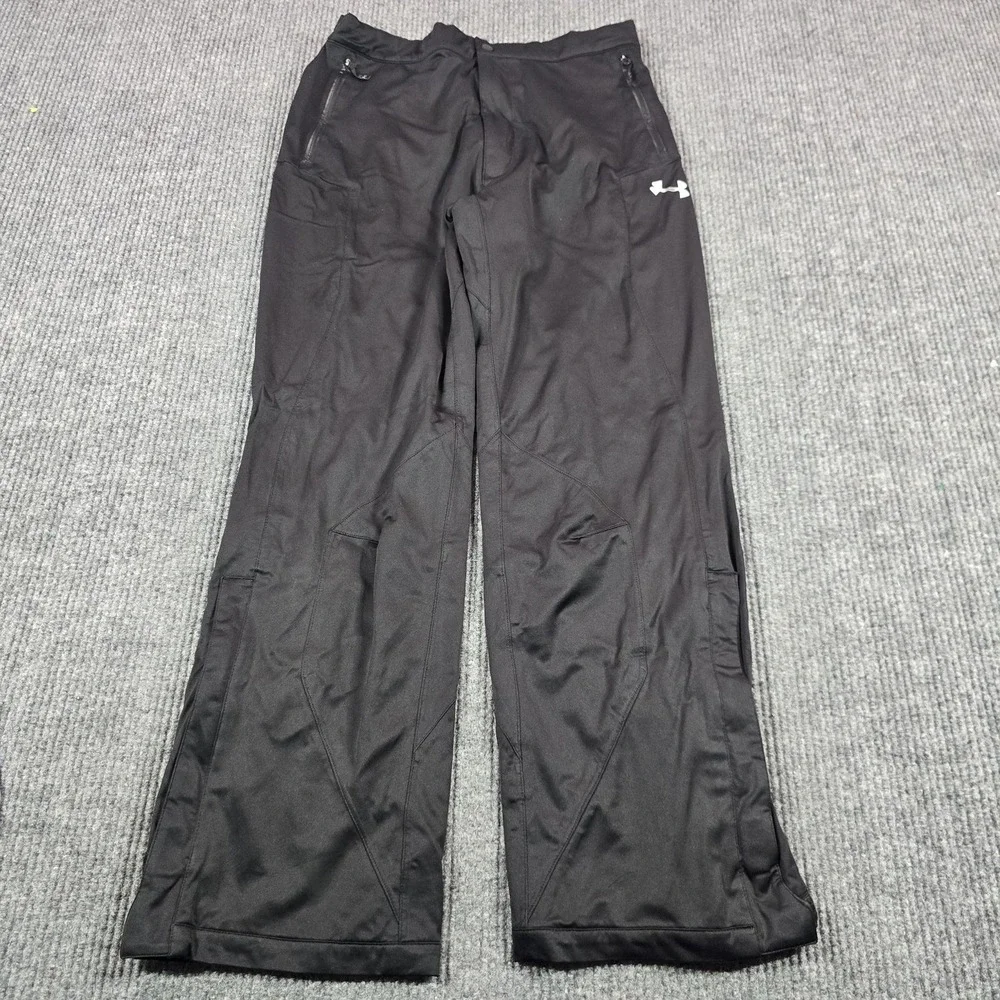 Under Armour Pants Mens Large Black Windbreaker Relaxed Fit Elastic Waist - Picture 1 of 12